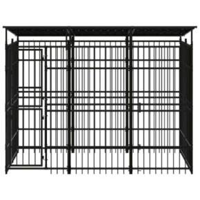 Padoc Câini Exterior cu Acoperiș - Oțel Rezistent - 5,53 m² 2