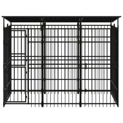 Padoc Câini Exterior cu Acoperiș - Oțel Rezistent - 5,53 m²