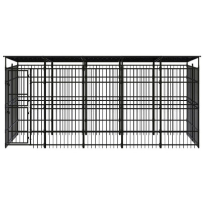Padoc Câini Exterior cu Acoperiș - Oțel Rezistent