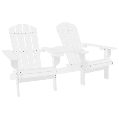 Scaune de grădină Adirondack & masă ceai - alb - lemn masiv brad