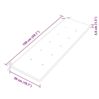 Bancă gradină lemn tec cu pernă - 150 cm - Comfort exterior