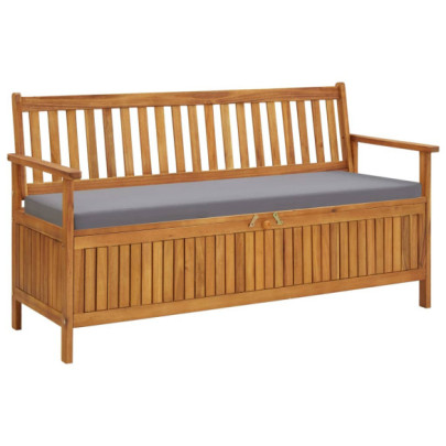 Bancă Grădină cu Depozitare - Lemn Acacia Natural - Pernă Inclusă