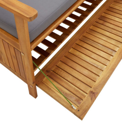 Bancă Grădină cu Depozitare - Lemn Acacia Natural - Pernă Inclusă