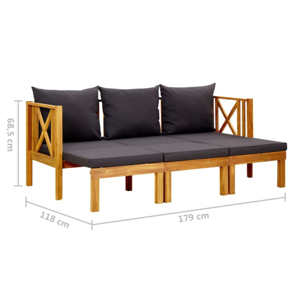 Bancă Grădină Extensibilă 3 Locuri - Lemn Acacia Masiv