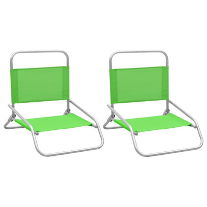 Scaune de plajă pliante - 2 buc. - verde - material textil