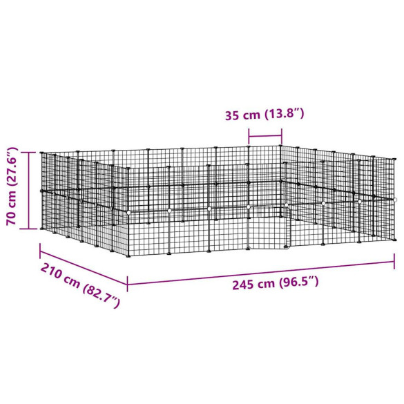 Cușcă Animale de Companie 52 Panouri Oțel Negru 35x35 cm