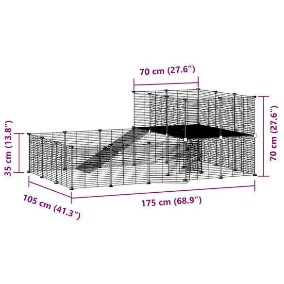 Cușcă Animale Companie Oțel Modular 36 Panouri Negru