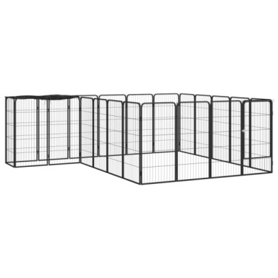 Țarc câini 22 panouri negru 50x100 cm oțel vopsit electrostatic