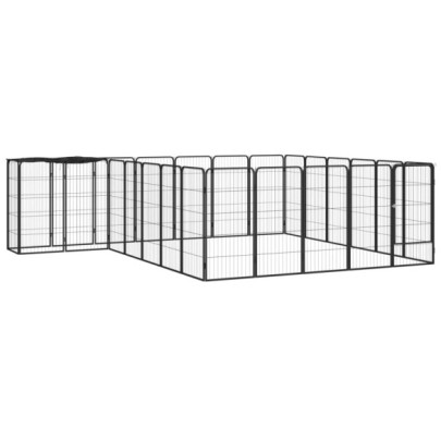 Țarc câini 26 panouri negru 50x100 cm oțel vopsit electrostatic