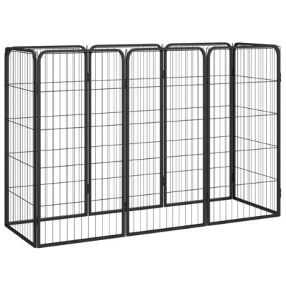 Țarc câini 8 panouri - negru 50x100 cm oțel vopsit electrostatic
