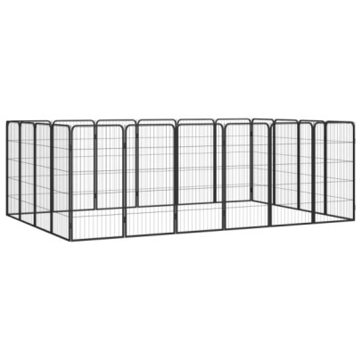 Țarc câini 20 panouri negru 50x100 cm oțel vopsit electrostatic