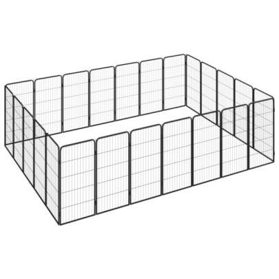 Țarc câini 24 panouri negru 50x100 cm oțel vopsit electrostatic