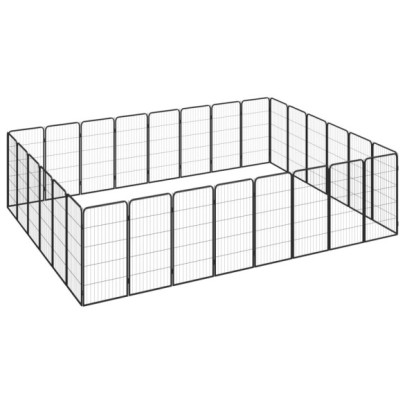 Țarc câini 28 panouri negru 50x100 cm oțel vopsit electrostatic