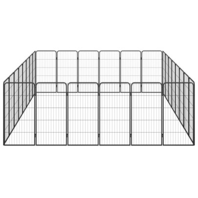 Țarc Câini 28 Panouri Negru Oțel | Livrare Gratuită