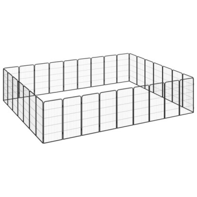 Țarc câini 32 panouri negru 50x100 cm oțel vopsit electrostatic