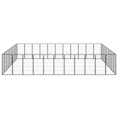 Țarc Câini 40 Panouri Negru | Oțel Vopsit Electrostatic