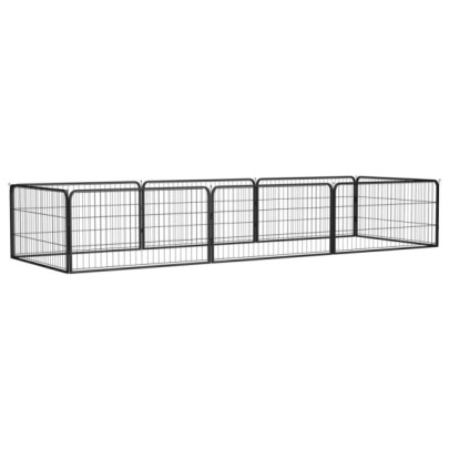 Țarc câini 8 panouri negru 100x50 cm - oțel vopsit electrostatic