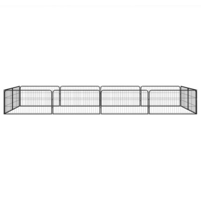 Țarc Câini Oțel 12 Panouri Negru 400x200 cm | Livrare Gratuită