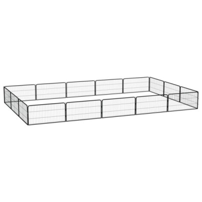 Țarc câini 16 panouri negru 100x50 cm oțel vopsit electrostatic