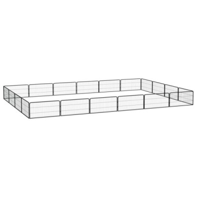 Țarc câini 20 panouri negru 100x50 cm oțel vopsit electrostatic