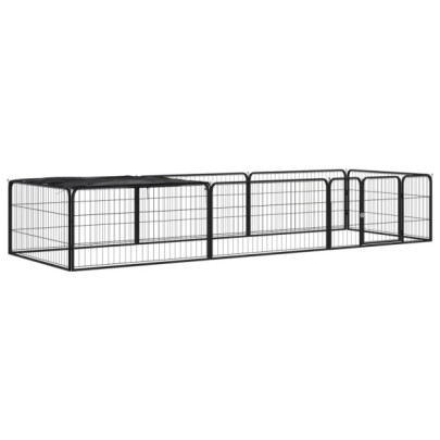 Țarc câini 8 panouri negru 100x50 cm - oțel vopsit electrostatic