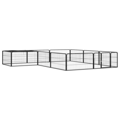 Țarc câini 12 panouri negru 100x50 cm oțel vopsit electrostatic