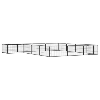 Țarc câini 16 panouri negru 100x50 cm oțel vopsit electrostatic