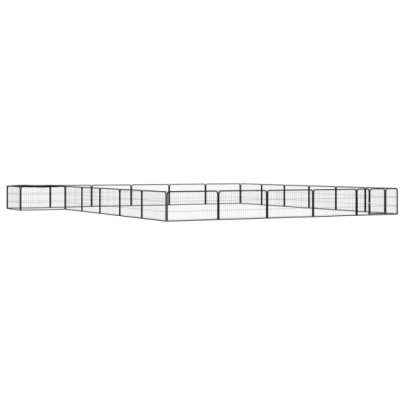 Țarc câini 24 panouri negru 100x50 cm oțel vopsit electrostatic