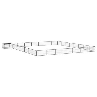 Țarc câini 32 panouri negru 100x50 cm oțel vopsit electrostatic