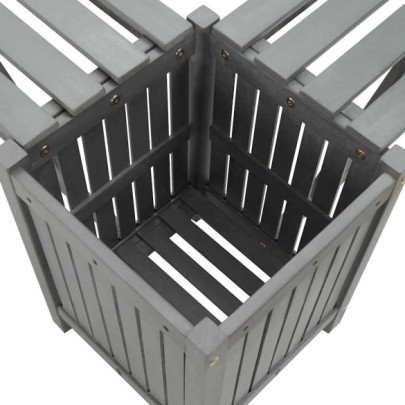 Bancă Grădină Colț Jardinieră Lemn Acacia | Livrare Gratuită