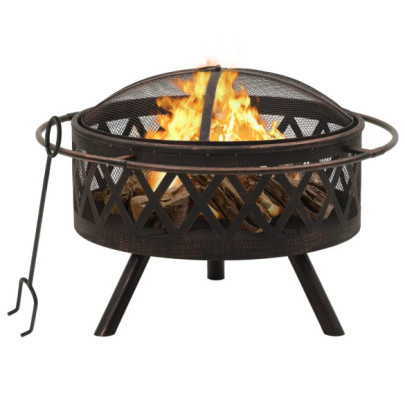 Vatră de foc rustică - cu vătrai - 76 cm - oțel - XXL