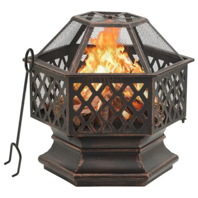 Vatră de foc rustică - cu vătrai 62x54x56 cm oțel - XXL