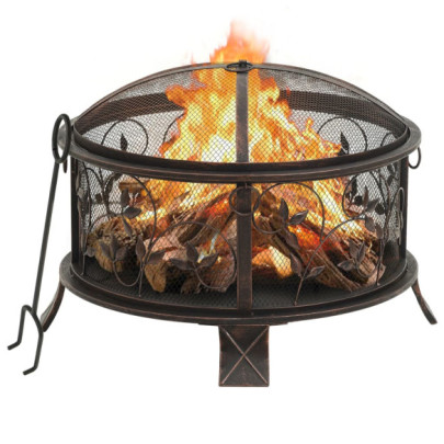 Vatră de foc rustică - cu vătrai - 67,5 cm - oțel - XXL