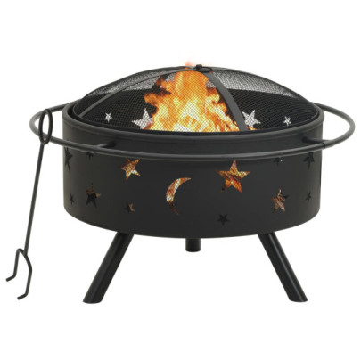 Vatră de foc cu vătrai - 76 cm - oțel - XXL