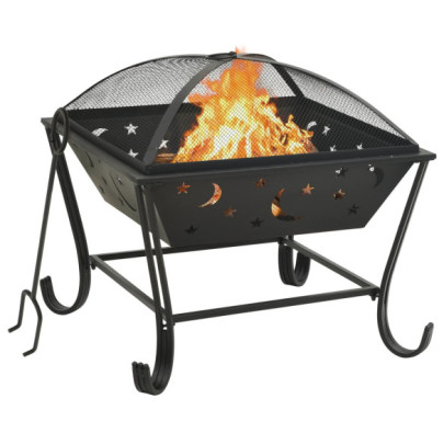 Vatră de foc cu vătrai - 62 cm - oțel - XXL