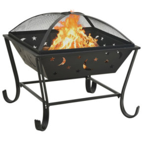 Vatră de Foc XXL 62 cm - Oțel - Cu Vătrai și Plasă Protectie 2