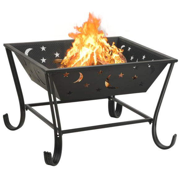 Vatră de Foc XXL 62 cm - Oțel - Cu Vătrai și Plasă Protectie Vatră de Foc XXL 62 cm - Oțel - Cu Vătrai și Plasă Protectie