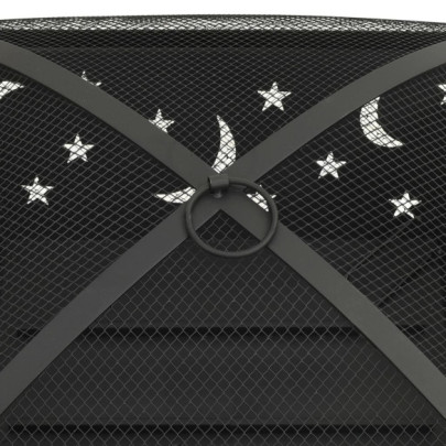 Vatră de Foc XXL 62 cm - Oțel - Cu Vătrai și Plasă Protectie