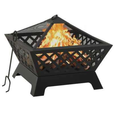 Vatră de foc cu vătrai - 64 cm - oțel - XXL