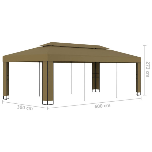 Pavilion Grădină 3x6m Acoperiș Dublu Gri | Livrare Gratuită