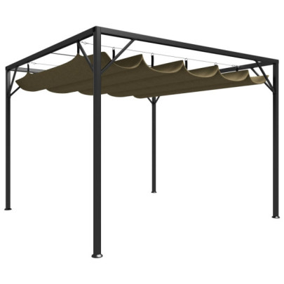 Pavilion grădină - acoperiș retractabil gri taupe 3x3 m 180 g/m²