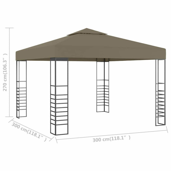 Pavilion Grădină 3x3m Gri Taupe - Livrare Gratuită
