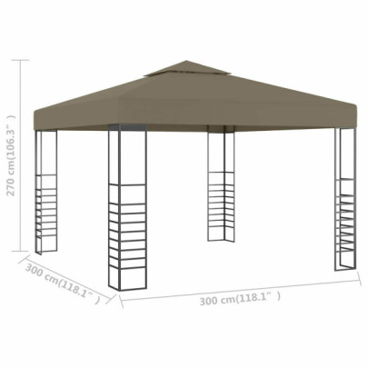 Pavilion Grădină 3x3m Gri Taupe - Livrare Gratuită