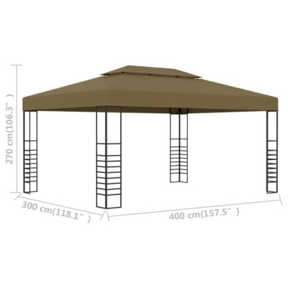 Pavilion Grădină 3x4m Gri Taupe - Livrare Gratuită