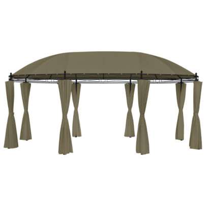 Pavilion cu perdele - gri taupe - 520x349x255 cm - 180 g/m²