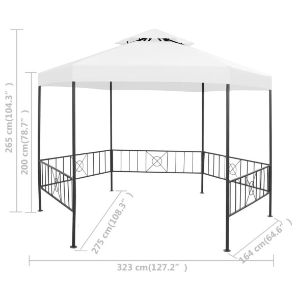Pavilion Grădină Alb - 323x275 cm - Livrare Gratuită