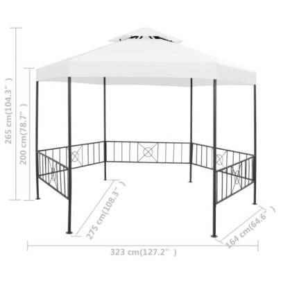 Pavilion Grădină Alb - 323x275 cm - Livrare Gratuită