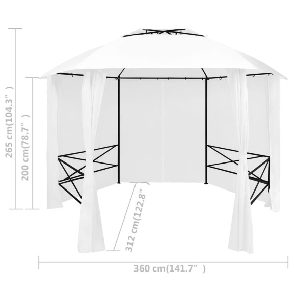 Pavilion Grădină cu Perdele Alb - 360x312 cm