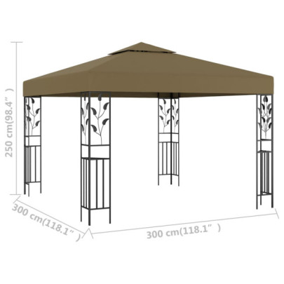 Pavilion Grădină 3x3m Gri Taupe - Livrare Gratuită