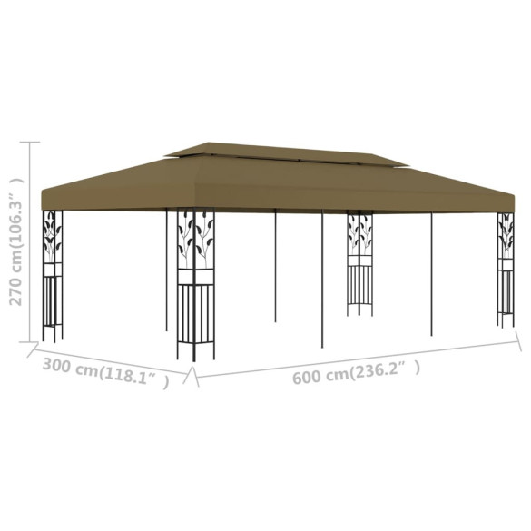 Pavilion Grădină 6x3m Gri Taupe - Rezistent la UV și Apă